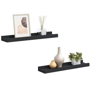 vidaXL Lentynos nuotraukų rėmeliams, 2vnt., juodos, 40x9x3cm, MDF
