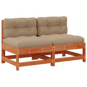 vidaXL Sodo vidurinė sofa Pu&scaron;ies medienos masyvas Va&scaron;ko ruda