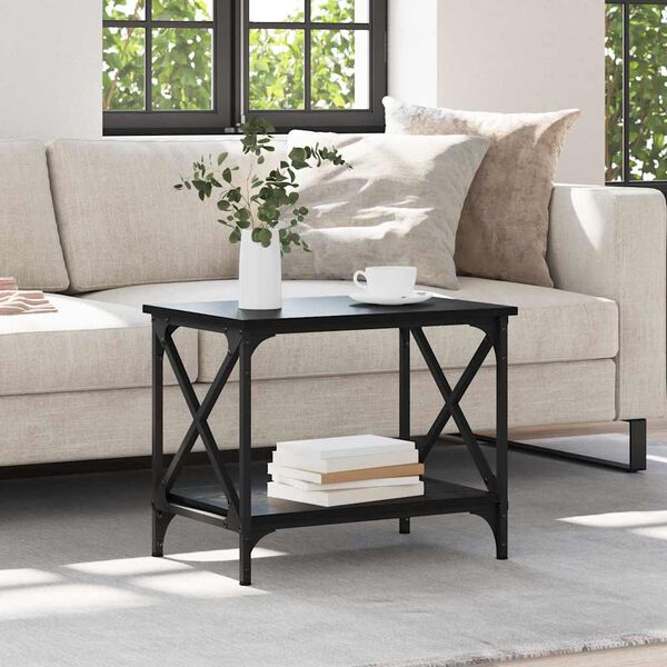 vidaXL Šoninis stalas Juodas ąžuolas 55 x 38 x 45 cm Apdirbta mediena