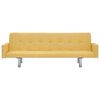 vidaXL Sofa-lova su porankiu, geltonos spalvos, poliesteris