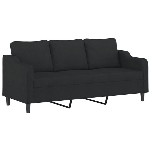 vidaXL Trivietė sofa, juodos spalvos, 180cm, audinys