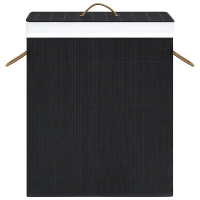 vidaXL Skalbinių krepšys su vienu skyriumi, juodas, bambukas, 83l