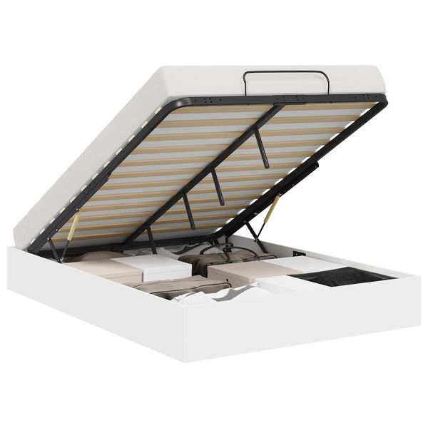 vidaXL Otomano lovos rėmas Baltas 193 x 120 x 25 cm Dirbtinė mediena