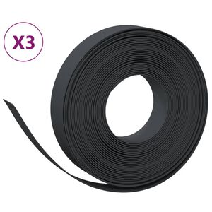 vidaXL Sodo apvadai, 3vnt., juodi, 10m, 10cm, polietilenas