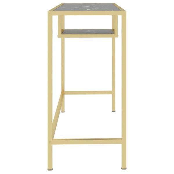 vidaXL Kompiuterio stalas, juodas marmuro, 100x36x74cm, stiklas