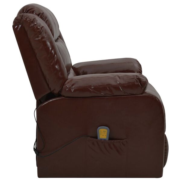 vidaXL Atlošiamas masažinis krėslas, rudos spalvos, dirbtinė oda