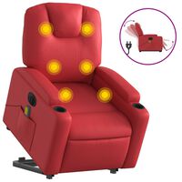 vidaXL Atsistojantis masažinis krėslas, raudonas, dirbtinė oda