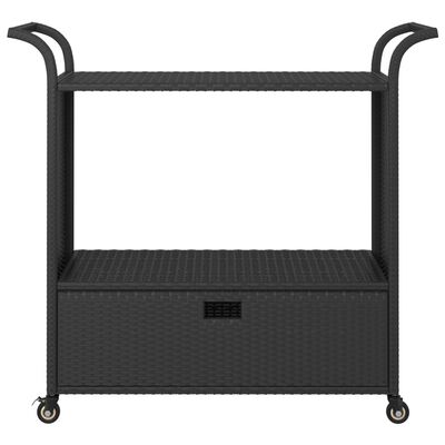 vidaXL Baro vežimėlis su stalčiumi, juodas, 100x45x97cm, poliratanas
