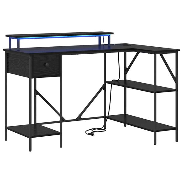 vidaXL Stalas Juodas ąžuolas 120 x 79 x 86,5 cm Apdirbta mediena