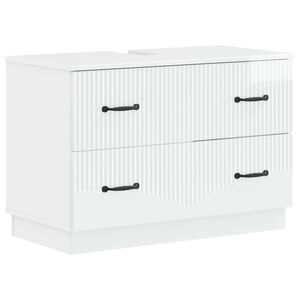 vidaXL Vonios kriauklės spinta HOORN Itin blizgi balta 82 x 41 x 56 cm
