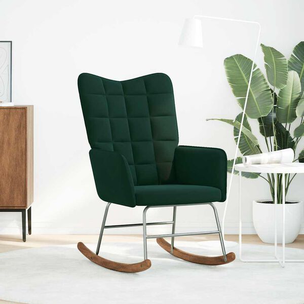 vidaXL Supama kėdė, tamsiai žalios spalvos, aksomas