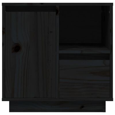 vidaXL Naktinė spintelė, juoda, 50x34x50cm, pušies medienos masyvas