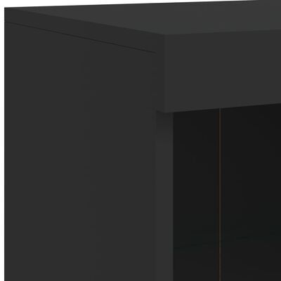 vidaXL Šoninė spintelė su LED lemputėmis, juodos spalvos, 81x37x100cm