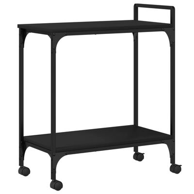 vidaXL Virtuvės vežimėlis, juodas, 60,5x31x72,5cm, apdirbta mediena
