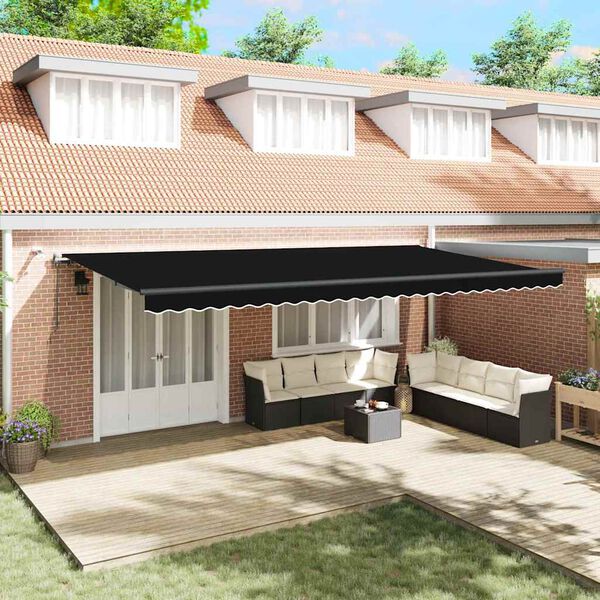 vidaXL Skėtis Audinys su Juoda 600 &times; 300 cm Poliesteris