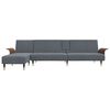 vidaXL L formos sofa-lova, tamsiai pilka, 279x140x70cm, aksomas