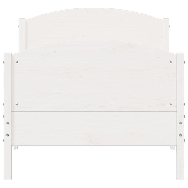 vidaXL Lovos rėmas be čiužinio, baltas, 90x200cm, pu&scaron;ies masyvas