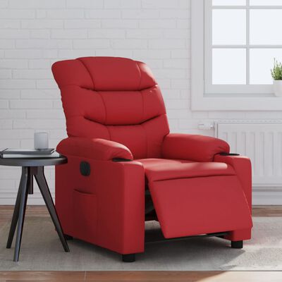 vidaXL Elektrinis atlošiamas krėslas, raudonos spalvos, dirbtinė oda