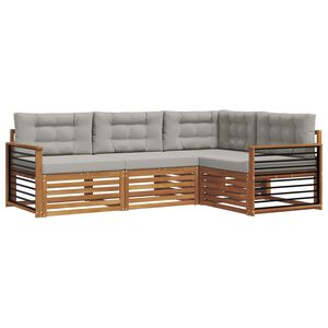 vidaXL Lauko sofos komplektas 4 pcs Natūrali ir &scaron;viesiai pilka