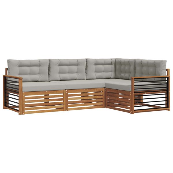 vidaXL Lauko sofos komplektas 4 pcs Natūrali ir &scaron;viesiai pilka