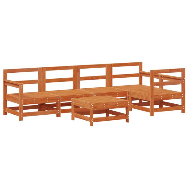 vidaXL Sodo poilsio komplektas 6 pcs Va&scaron;ko Ruda Tvirtas pu&scaron;ies medis