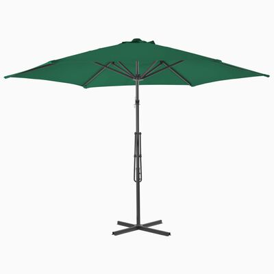 vidaXL Lauko skėtis su plieniniu stulpu, žalio sp., 300 cm