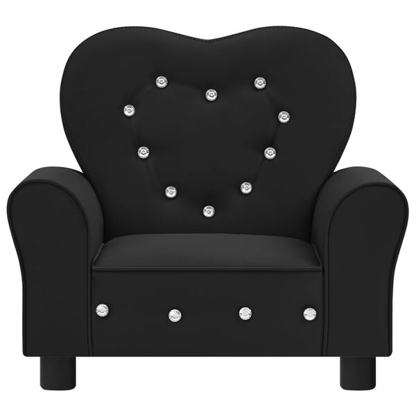 vidaXL Vaikiška sofa, juodos spalvos, dirbtinė oda