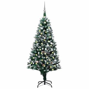 vidaXL Dirbtinė Kalėdų eglutė su LED ir kamuoliukų rinkiniu ir kankorėžiais, 150cm