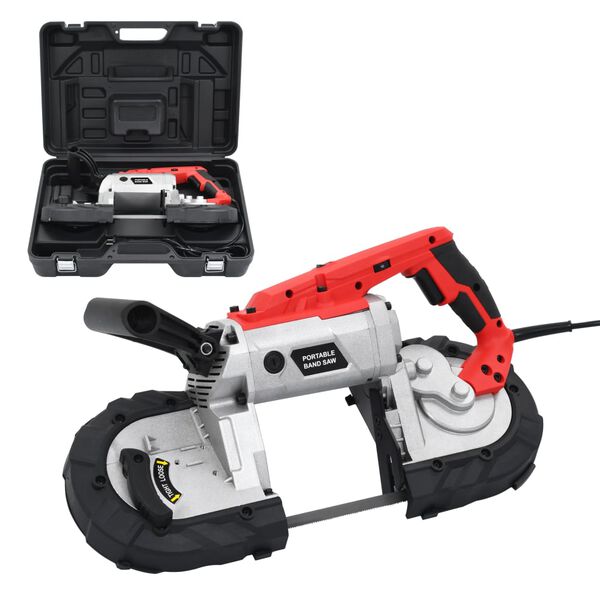 vidaXL Juostinis pjūklas su ne&scaron;iojamu dėklu, plienas