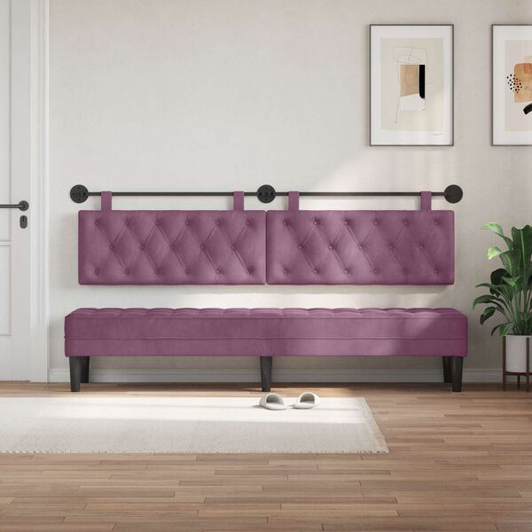 vidaXL Kabantysis galvūgalis Violetinė 210 x 55 x 7 cm Aksomas