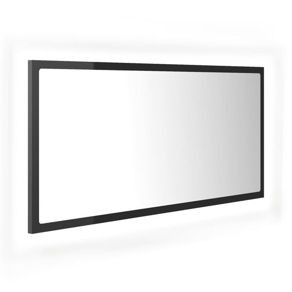 vidaXL Vonios LED veidrodis, pilkas, 90x8,5x37cm, akrilas, blizgus