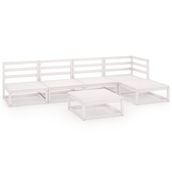 vidaXL Sodo poilsio baldų komplektas, 6 dalių, baltas, pu&scaron;ies masyvas