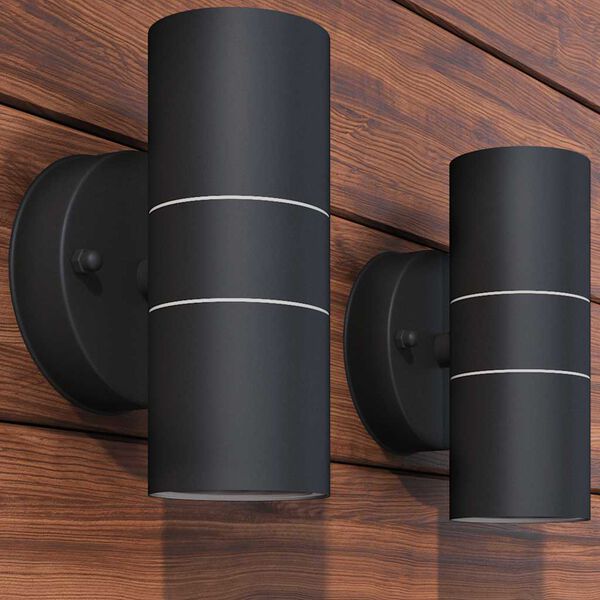 vidaXL Lauko LED sien. šviest., 2vnt., nerūd. plienas, į viršų/apačią