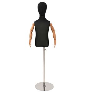 vidaXL Reguliuojamas 120-150 cm manekenas su baze Uniseksas PP Juoda