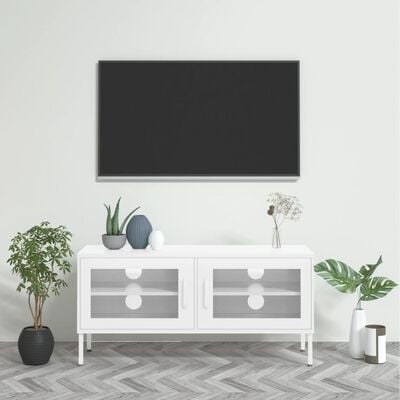 vidaXL Televizoriaus spintelė, baltos spalvos, 105x35x50cm, plienas