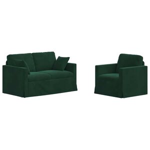vidaXL Sofa 2 pcs Tamsiai žalia