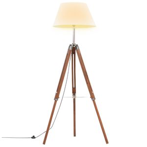vidaXL Trikojis &scaron;viestuvas, rudas ir baltas, 141cm, tikmedžio masyvas