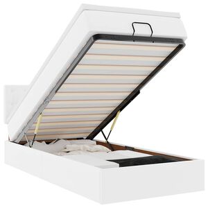 vidaXL Osmanų lova su čiužiniu, baltas, 90x200cm, dirbtinė oda