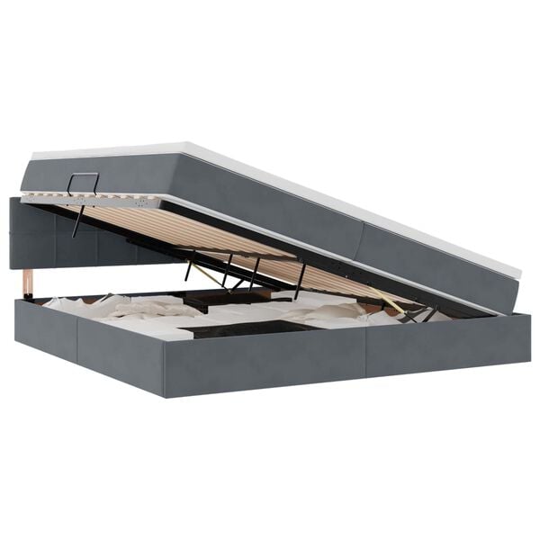 vidaXL Saugos lova su čiužiniu Tamsiai pilka 200 x 200 cm Aksomas