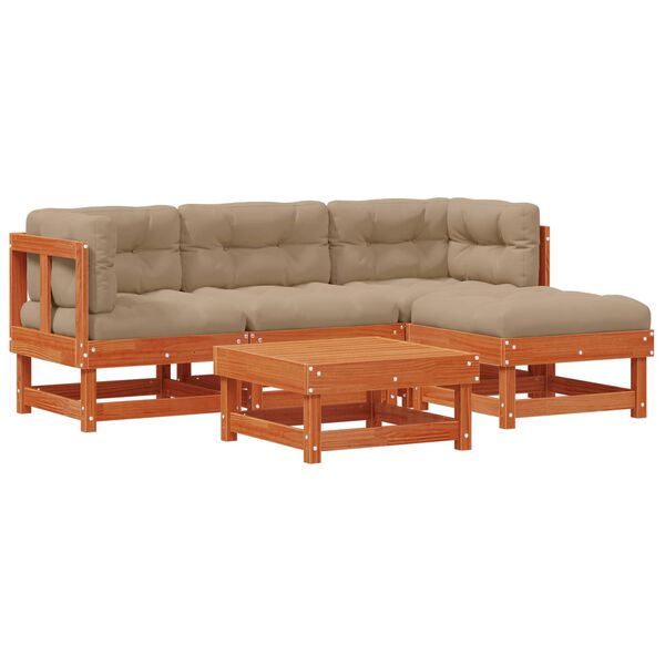 vidaXL Sodo poilsio komplektas 15 pcs Va&scaron;ko Ruda Tvirtas pu&scaron;ies medis