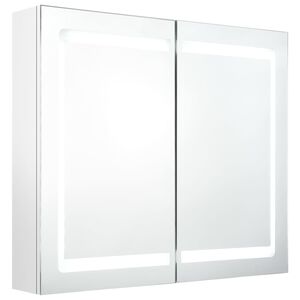 vidaXL Veidrodinė vonios spintelė su LED, balta, 80x12x68cm, blizgi