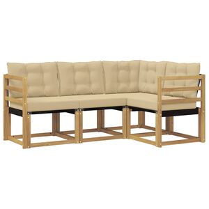vidaXL Lauko sofos komplektas su pagalve 4 pcs Balta ir kreminė