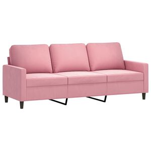vidaXL Trivietė sofa, rožinės spalvos, 180cm, aksomas