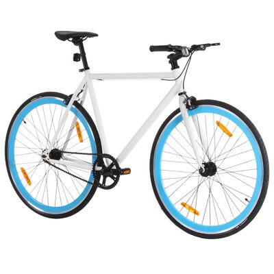 vidaXL Fiksuotos pavaros dviratis, baltas ir mėlynas, 700c, 59cm
