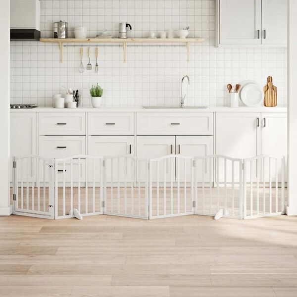 vidaXL Varteliai &scaron;unims su durimis, 6 segmentai, balti, 300cm, tuopa