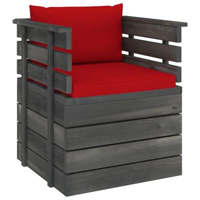 vidaXL Sodo krėslas su pagalvėlėmis , pušies mediena (315417+315058)