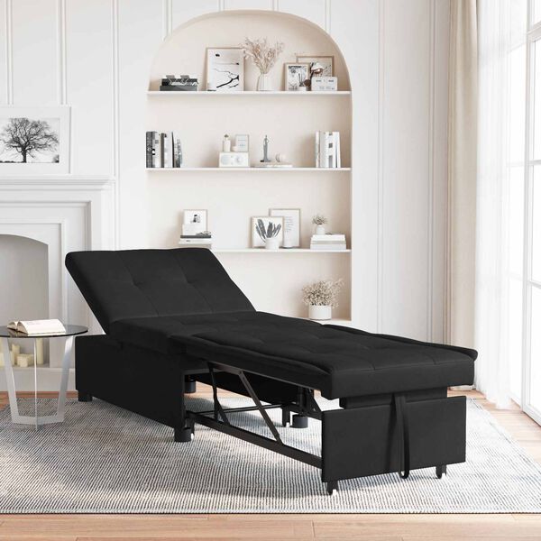 vidaXL I&scaron;traukiama sofa-lova 67cm Juoda Mikropluo&scaron;tas