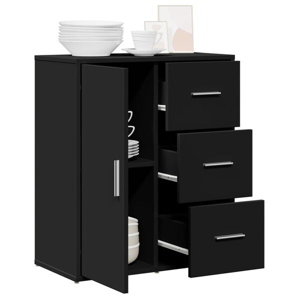 vidaXL Šoninė spintelė, juodos spalvos, 60x31x70cm, apdirbta mediena