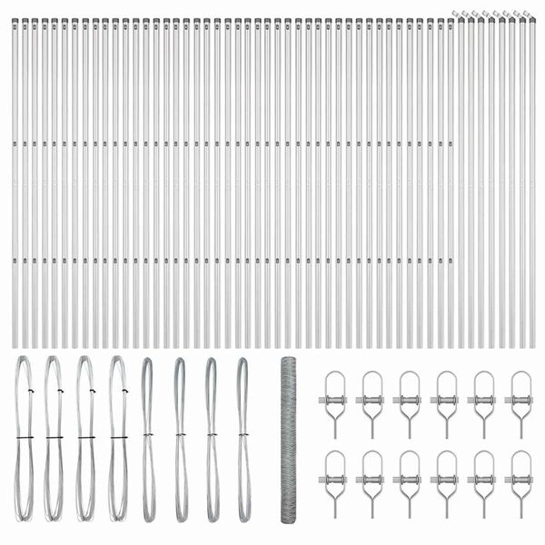 vidaXL Tvorelės stulpas Sidabro 100 x 1,5 m (50 mm tinklelis) Plienas