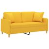 vidaXL Dvivietė sofa su pagalvėmis, &scaron;viesiai geltona, 140cm, audinys
